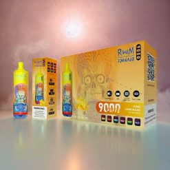 RandM Tornado 9000 Puffs Italia Ingrosso - 850 mAh Ricaricabile, 18 mL Serbatoio, Display RGB, Mesh Coil, 54 Gusti, Pink Lemonade